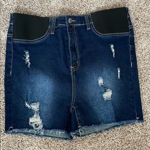 Maternity High Waist Dark Wash Shorts